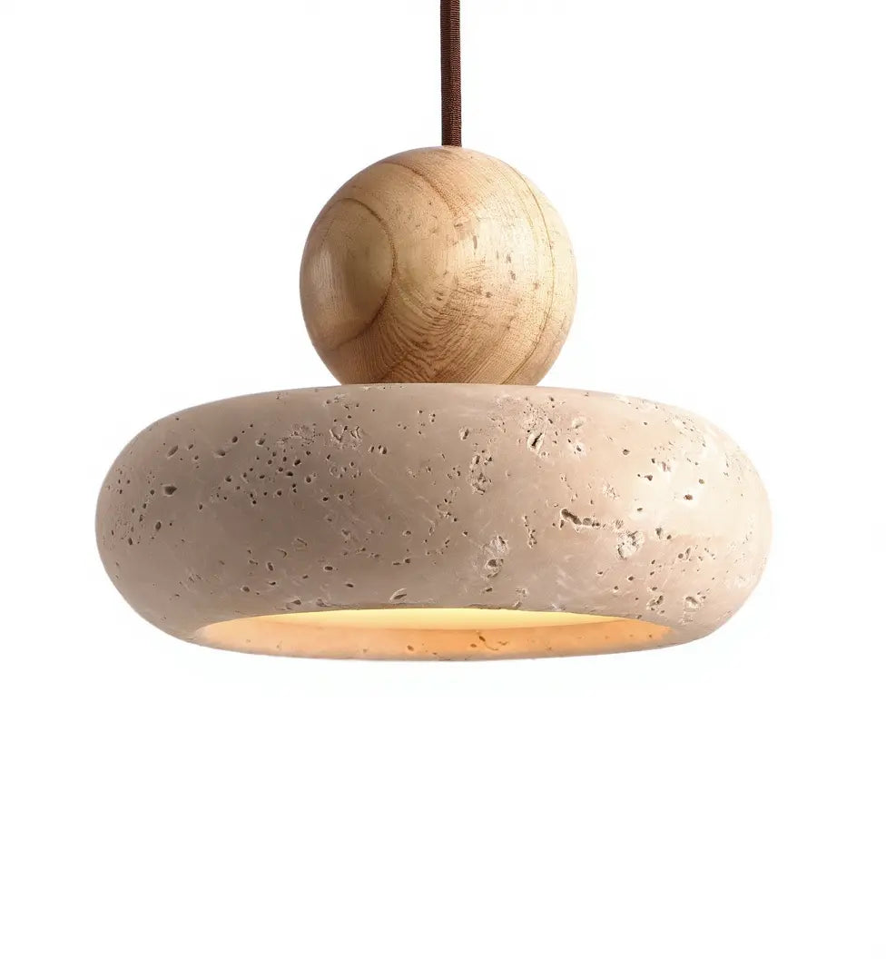 Lipari - Suspension Travertin & Bois
