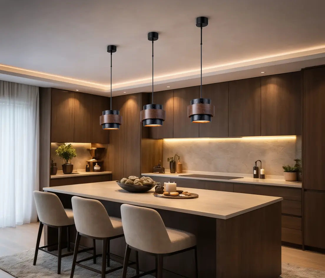 Saturnia - Suspension Travertin & Bois