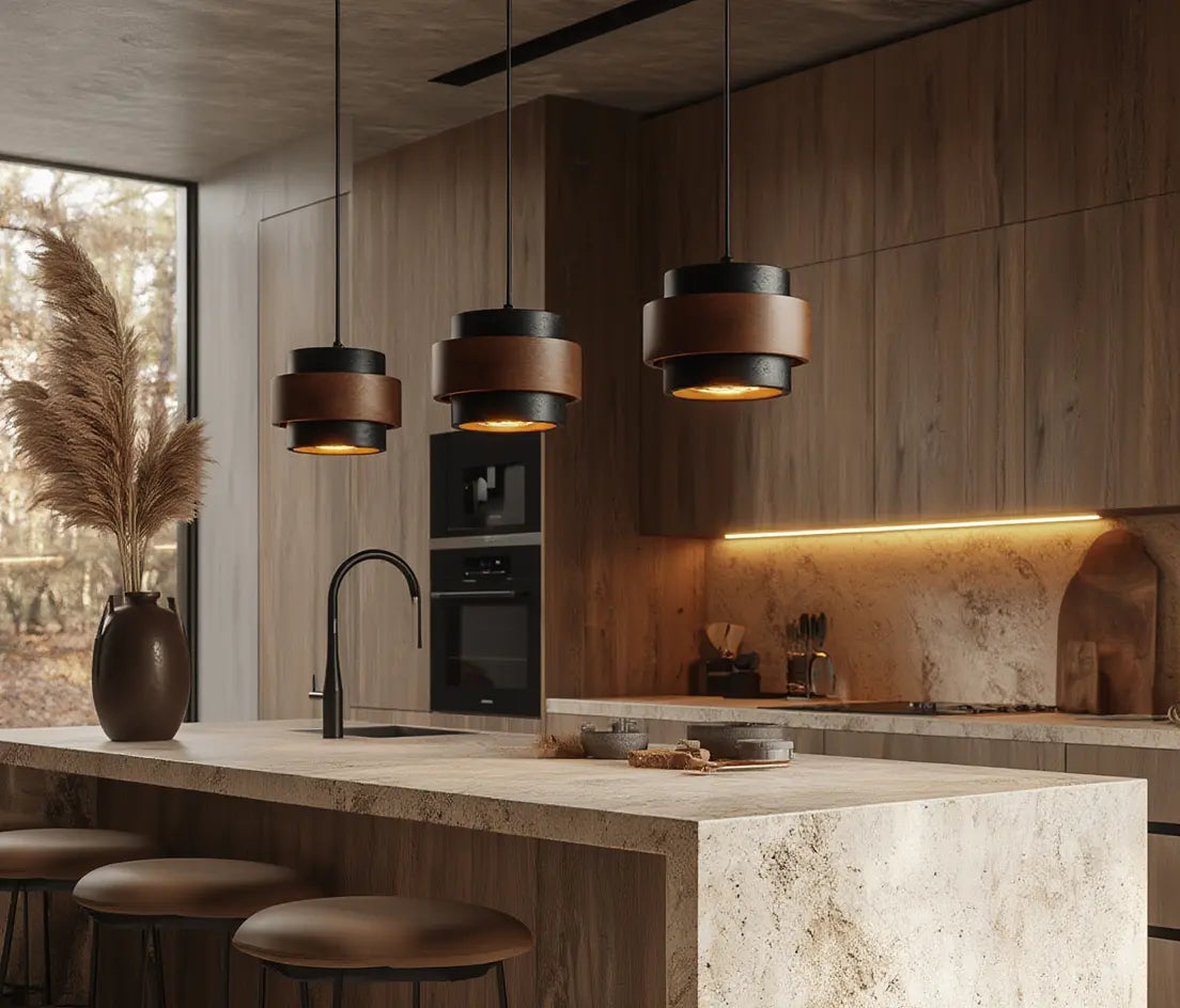 Saturnia - Suspension Travertin & Bois
