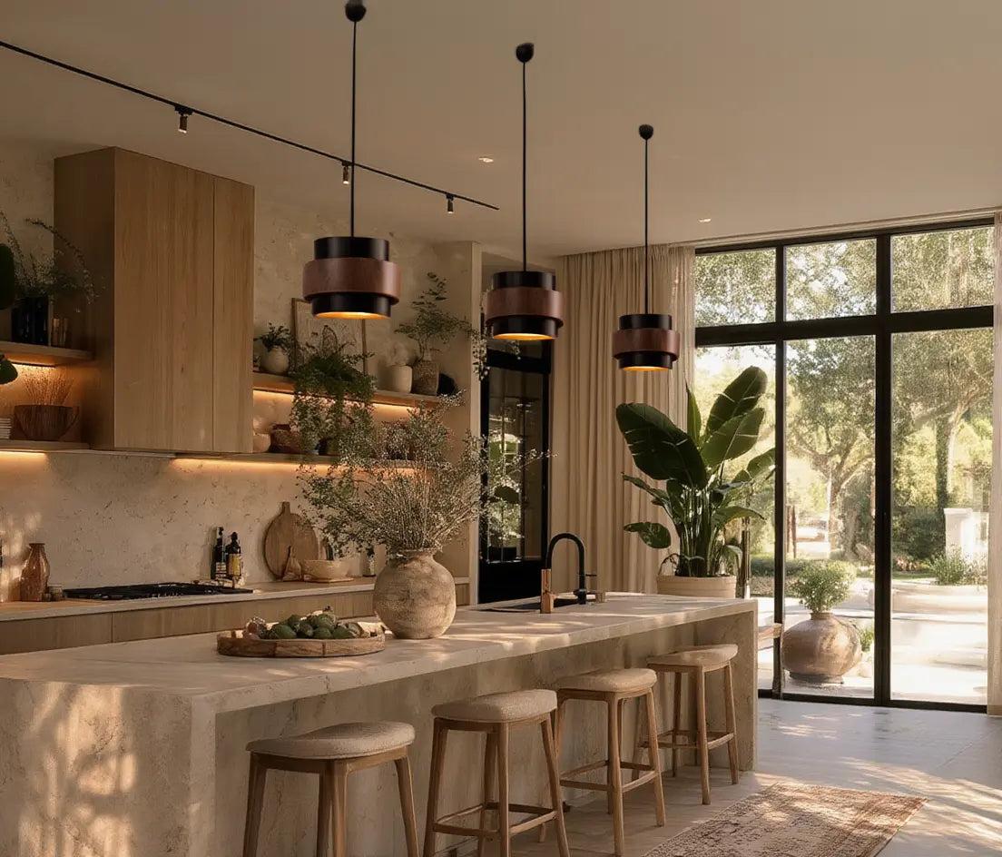 Saturnia - Suspension Travertin & Bois