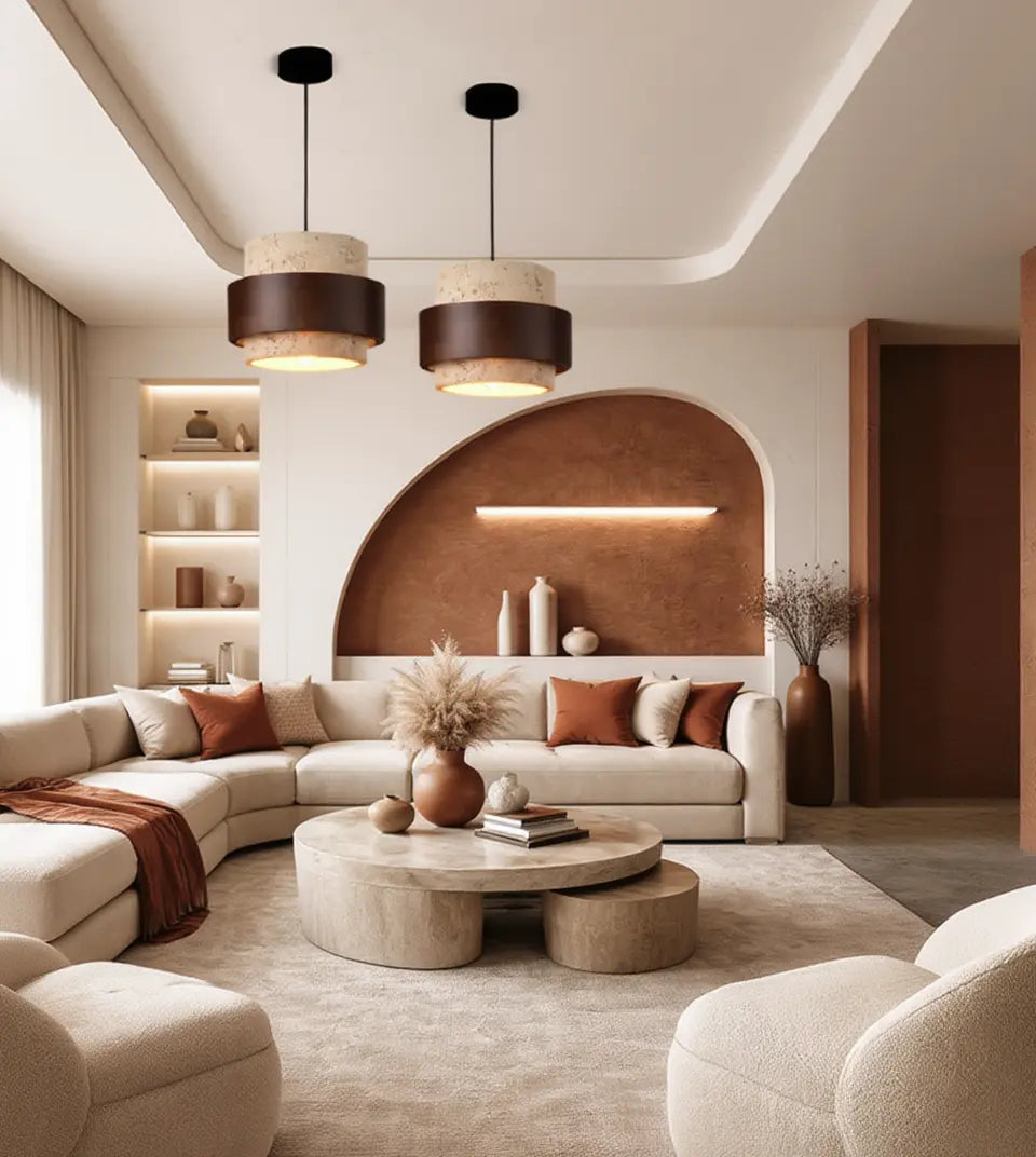 Saturnia - Suspension Travertin & Bois